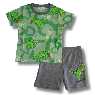 Chlapecké letní pyžama Kugo MP5883 zelené / šedý melír